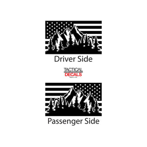 Tactical Decals USA Flag w/Mountain Scene Decal for 2019 - 2020 Subaru Ascent 3rd Windows - Matte Black