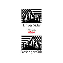 Load image into Gallery viewer, Tactical Decals USA Flag w/ Mountain Scene Decal for 2008 - 2020 Dodge Challenger Windows - Matte Black
