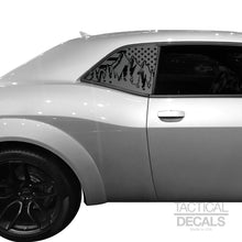 Load image into Gallery viewer, Tactical Decals USA Flag w/ Mountain Scene Decal for 2008 - 2020 Dodge Challenger Windows - Matte Black
