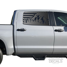 Load image into Gallery viewer, Tactical Decals USA American Flag w/Mountain outdoor Scene Decals fits 2014 - 2020 Toyota Tundra Rear Door windows 
