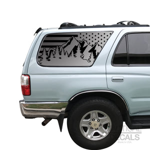 Tactical Decals USA Flag w/Mountain Scene Decal for 1996-2002 Toyota 4Runner 3rd Windows - Matte Black