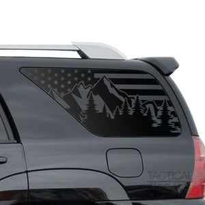 Tactical Decals USA Flag w/Mountain Scene Decal for 2003 - 2009 Toyota 4Runner Windows - Matte Black