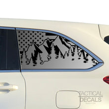 Load image into Gallery viewer, Tactical Decals USA Flag w/Mountain Scene Decal for 2014 - 2019 Toyota Highlander 3rd Windows - Matte Black
