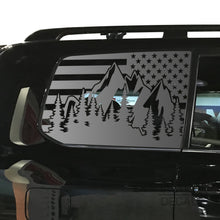 Load image into Gallery viewer, USA Flag w/Mountain Scene Decal for 2016-2020 Toyota Land Cruiser 3rd Windows - Matte Black
