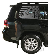 Load image into Gallery viewer, USA Flag w/Mountain Scene Decal for 2016-2020 Toyota Land Cruiser 3rd Windows - Matte Black
