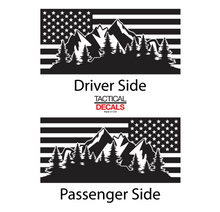 Load image into Gallery viewer, USA Flag w/ Mountain Scene Decal for 2008 - 2022 Toyota Sequoia Rear Windows - Matte Black
