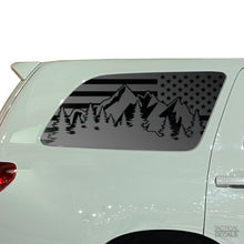 Load image into Gallery viewer, USA Flag w/ Mountain Scene Decal for 2008 - 2022 Toyota Sequoia Rear Windows - Matte Black
