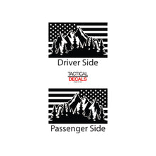 Load image into Gallery viewer, USA Flag w/Mountain Scene Decal for 2016-2020 Toyota Tacoma Rear Door Windows - Matte Black
