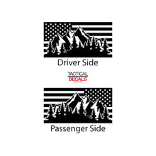 Load image into Gallery viewer, Tactical Decals USA Flag w/ Mountain Scene Decal for 2011-2020 Jeep Grand Cherokee 3rd Windows - Matte Black
