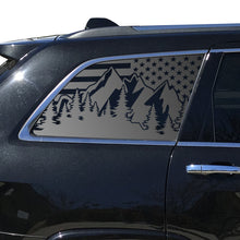 Load image into Gallery viewer, Tactical Decals USA Flag w/ Mountain Scene Decal for 2011-2020 Jeep Grand Cherokee 3rd Windows - Matte Black
