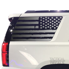Load image into Gallery viewer, Tactical Decals Distressed USA Flag Decal for 2015-2020 Chevy Tahoe 3rd Windows - Matte Black
