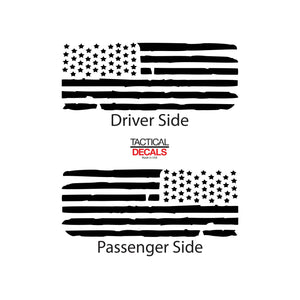 Tactical Decals Distressed USA Flag Decal for 2011 - 2020 Dodge Durango 3rd Windows - Matte Black