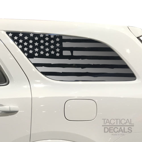 Tactical Decals Distressed USA Flag Decal for 2011 - 2020 Dodge Durango 3rd Windows - Matte Black