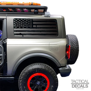 Distressed Flag Decal for 2021 - 2023 Ford Bronco 2-Door Windows - Matte Black