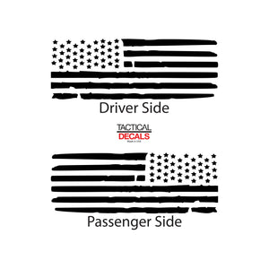 Tactical Decals Distressed USA Flag Decal for 2020 Ford Explorer 3rd Windows - Matte Black V1