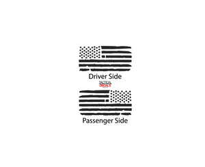 Distressed USA Flag Decal for 2022-2023 Jeep Grand Wagoneer 3rd Windows - Matte Black