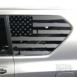 Tactical Decals Distressed USA Flag Decal for 2010-2020 Lexus GX460 3rd Windows - Matte Black
