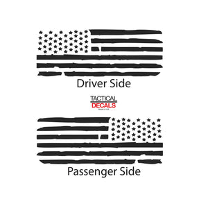 Tactical Decals Distressed USA Flag Decal for 2002-2009 Hummer H2 3rd Windows - Matte Black