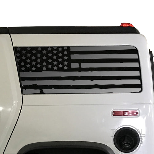 Tactical Decals Distressed USA Flag Decal for 2002-2009 Hummer H2 3rd Windows - Matte Black