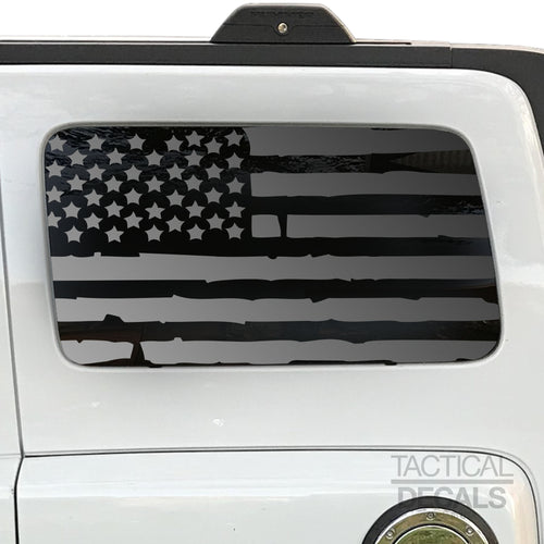 Tactical Decals Distressed USA Flag Decal for 2006-2010 Hummer H3 3rd Windows - Matte Black