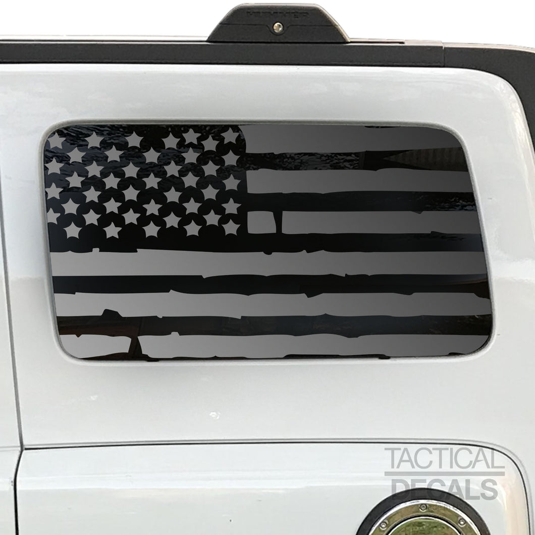 Tactical Decals Distressed USA Flag Decal for 2006-2010 Hummer H3 3rd Windows - Matte Black