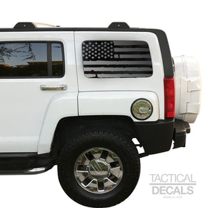 Tactical Decals Distressed USA Flag Decal for 2006-2010 Hummer H3 3rd Windows - Matte Black
