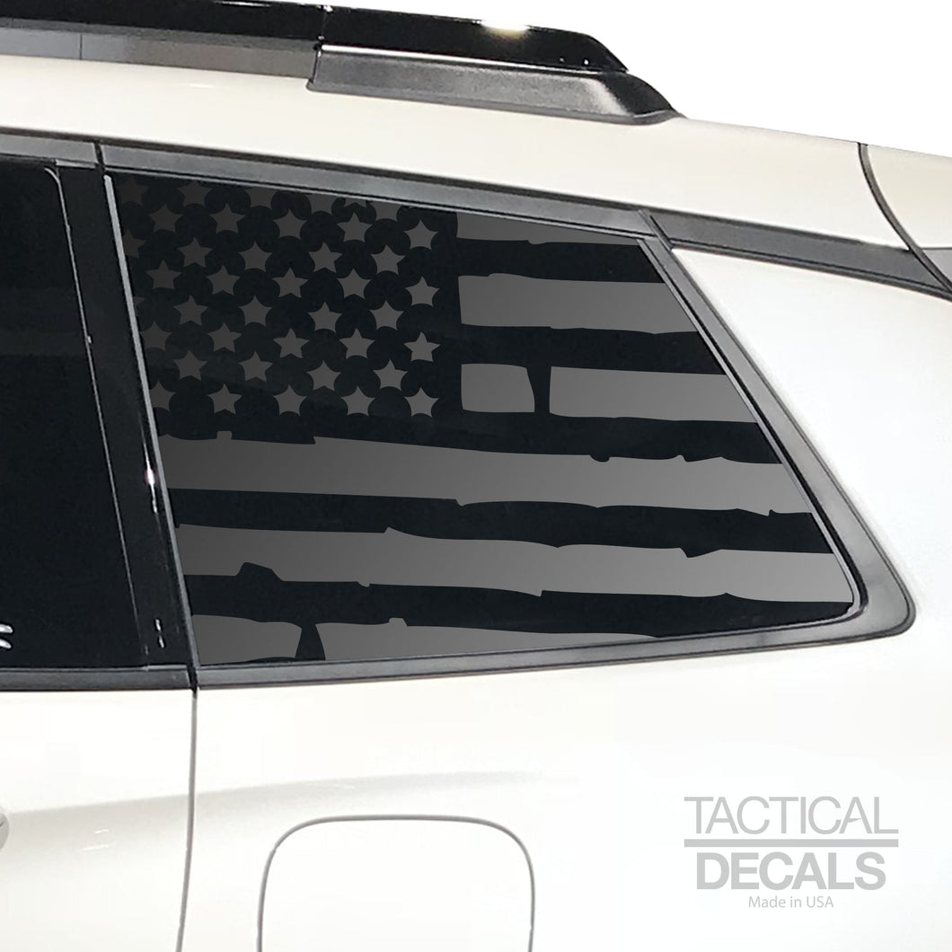 Tactical Decal Distressed USA Flag Decal for 2019-2020 Honda Passport 3rd Windows - Matte Black