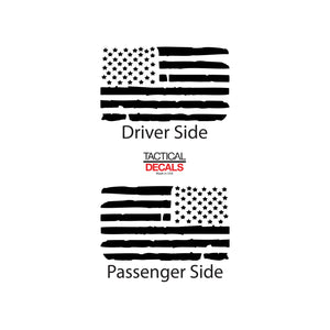 Distressed USA Flag Decal for 2002-2009 Jeep Commander 3rd Windows - Matte Black