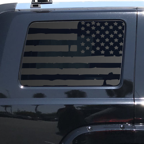 Tactical Decals Distressed USA Flag Decal for 2002-2009 Jeep Commander 3rd Windows - Matte Black