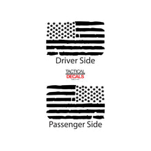 Load image into Gallery viewer, Tactical Decals Distressed USA Flag Decal for 2007 - 2020 Jeep Wrangler 4 Door only - Hardtop Windows - Matte Black
