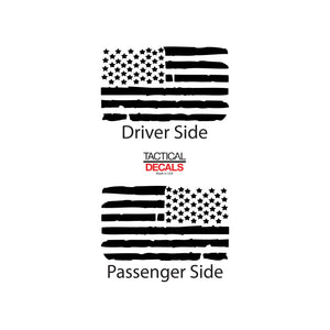 Tactical Decals Distressed USA Flag Decal for 2007 - 2020 Jeep Wrangler 4 Door only - Hardtop Windows - Matte Black