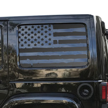 Load image into Gallery viewer, Distressed USA Flag Decal for 2007 - 2020 Jeep Wrangler 4 Door only - Hardtop Windows - Matte Black
