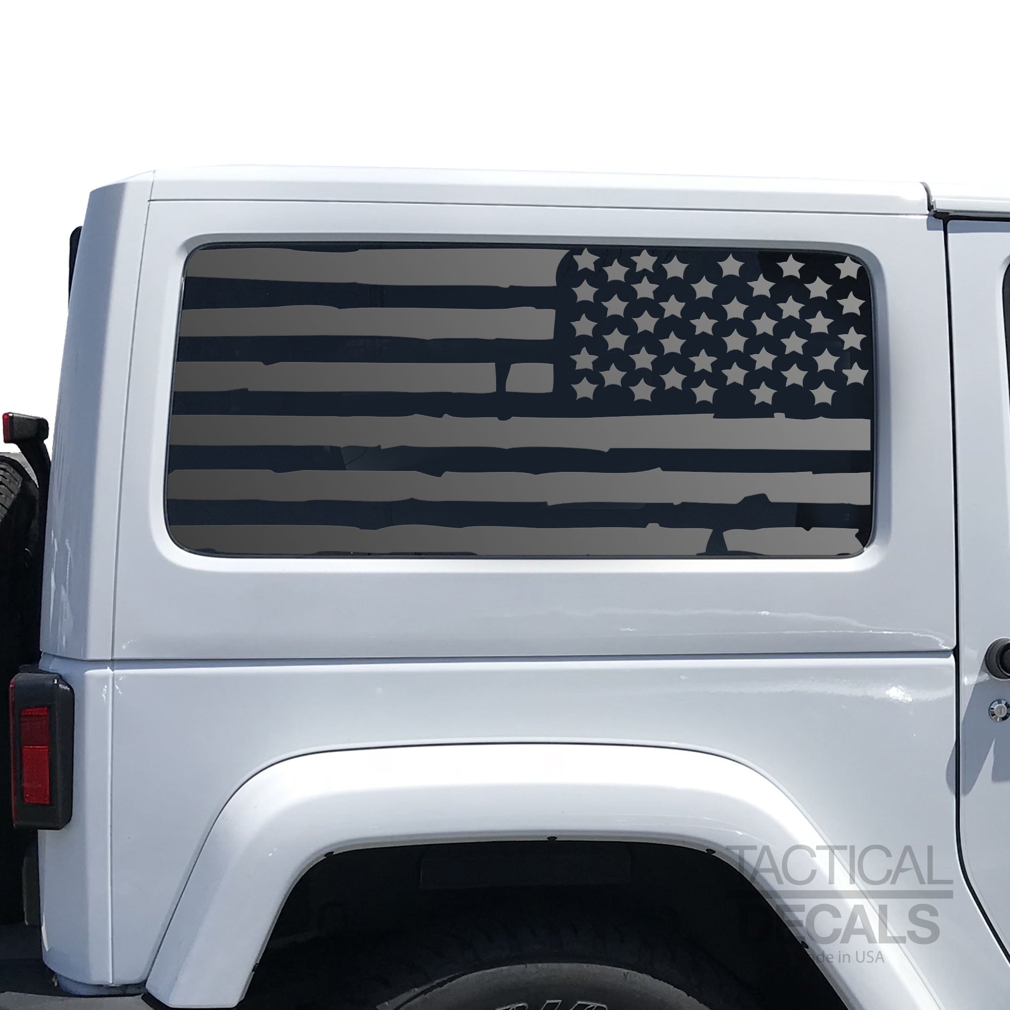 Distressed USA Flag Decal for 2007-2024 2-Door Jeep Wrangler