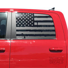 Load image into Gallery viewer, Tactical Decals Distressed USA Flag Decal for 2010 - 2018 Ram 1500 Rebel Crew Cab Windows - Matte Black
