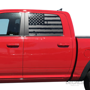 Tactical Decals Distressed USA Flag Decal for 2010 - 2018 Ram 1500 Rebel Crew Cab Windows - Matte Black