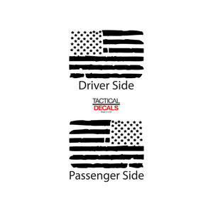 Tactical Decals Distressed USA Flag Decal for 2020 Ford Ranger Rear door Windows - Matte Black