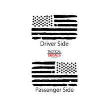 Load image into Gallery viewer, Distressed USA Flag Decal for 2014 - 2020 Toyota Tundra Rear Door Windows - Matte Black
