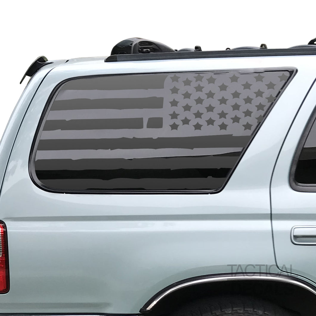 Tactical Decals Distressed USA Flag Decal for 1996-2002 Toyota 4Runner 3rd Windows - Matte Black