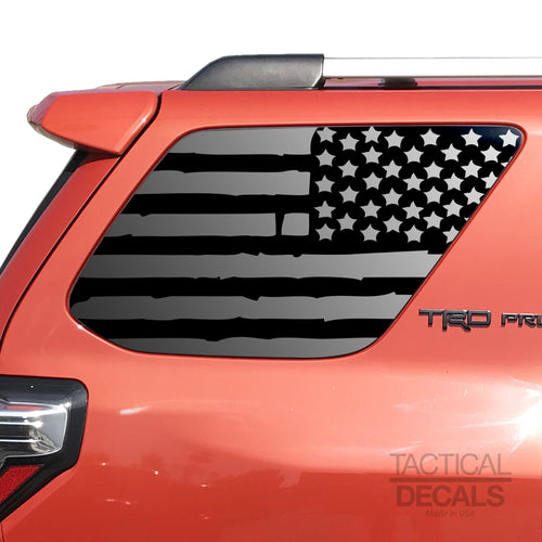 Tactical Decals Distressed USA Flag Decal for 2010 - 2020 Toyota 4Runner Windows - Matte Black