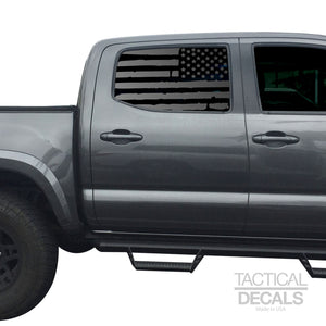 Distressed USA Flag Decal for 2016 - 2020 Toyota tacoma Rear Door Windows - Matte Black