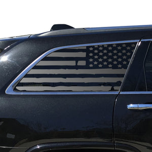 Tactical Decals Distressed USA Flag Decal for 2011-2020 Jeep Grand Cherokee 3rd Windows - Matte Black