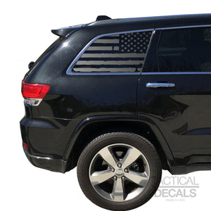 Tactical Decals Distressed USA Flag Decal for 2011-2020 Jeep Grand Cherokee 3rd Windows - Matte Black
