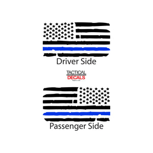 Tactical Decals Distressed Blue Line USA Flag Decal for 2015-2020 Chevy Tahoe 3rd Windows - Matte Black