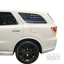 Load image into Gallery viewer, Tactical Decals Distressed USA Flag w/Thin Blue Line Decal for 2011 - 2020 Dodge Durango 3rd Windows - Matte Black

