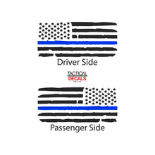 Load image into Gallery viewer, Tactical Decals Distressed USA Flag w/Thin Blue Line Decal for 2011-2019 Ford Explorer 3rd Windows - Matte Black
