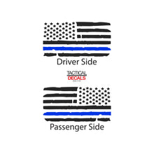 Load image into Gallery viewer, Tactical Decals Distressed USA Flag w/Thin Blue Line Decal for 2015-2020 GMC Yukon 3rd Windows - Matte Black
