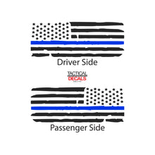 Load image into Gallery viewer, Tactical Decals Distressed USA Flag w/Thin Blue Line Decal for 2002-2009 Hummer H2 3rd Windows - Matte Black
