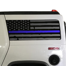 Load image into Gallery viewer, Tactical Decals Distressed USA Flag w/Thin Blue Line Decal for 2002-2009 Hummer H2 3rd Windows - Matte Black
