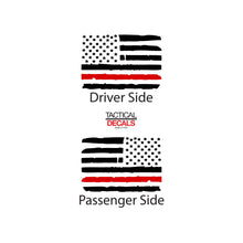 Load image into Gallery viewer, Tactical Decals Distressed USA Flag w/Thin Red Line Decal for 2014-2020 Chevy Colorado Rear Door Windows - Matte Black
