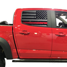 Load image into Gallery viewer, Tactical Decals Distressed USA Flag w/Thin Red Line Decal for 2014-2020 Chevy Colorado Rear Door Windows - Matte Black
